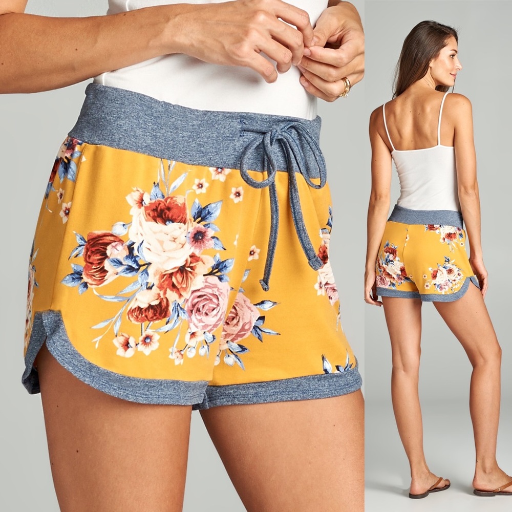 NWT Two Toned Floral Shorts MADE IN USA